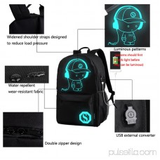 ENJOY Non-USB Charge Cool Boys School Backpack Luminous School Bag Music Boy Backpacks Black